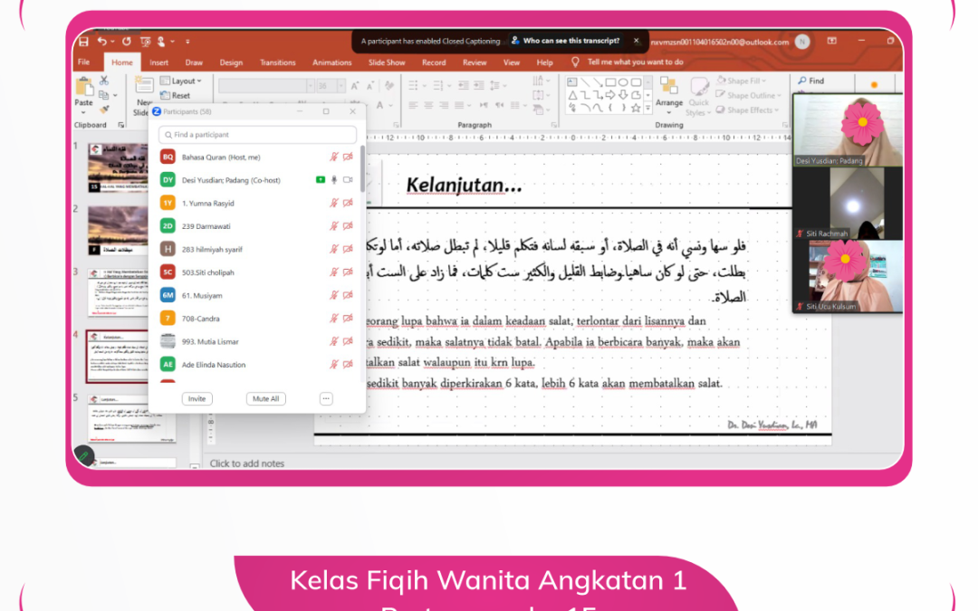 Kelas Fiqih Wanita Angkatan 1 Pertemun ke 15