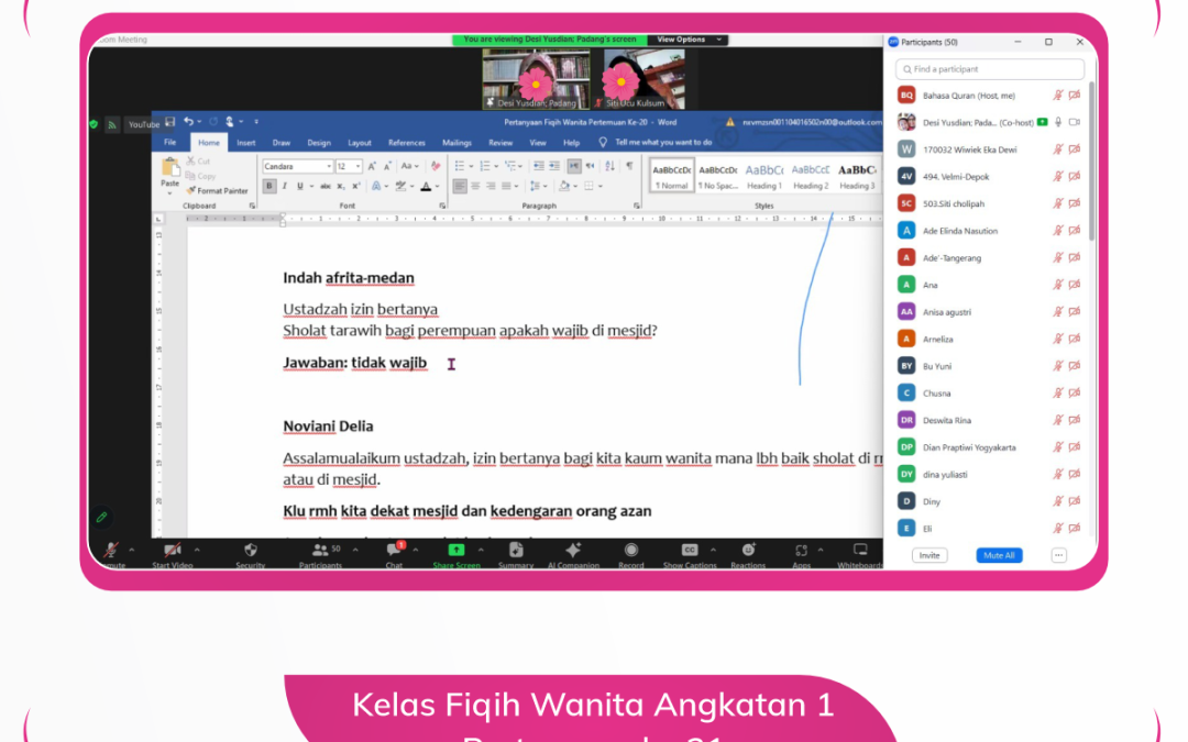 Kelas Fiqih Wanita Angkatan 1 Pertemun ke 21