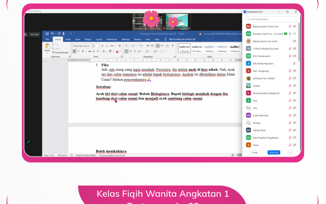 Kelas Fiqih Wanita Angkatan 1 Pertemun ke 23