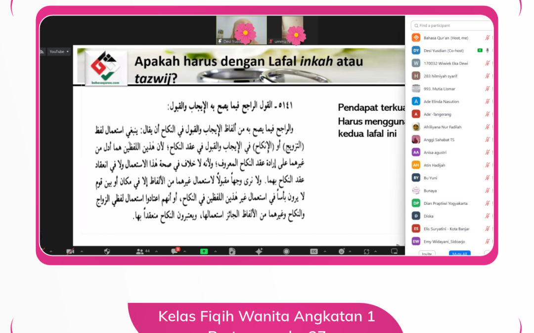 Kelas Fiqih Wanita Angkatan 1 Pertemun ke 27