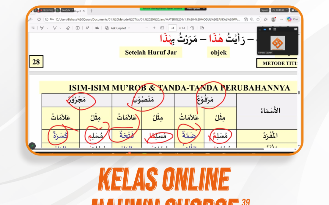 Nahwu Shorof Angkatan 39 Pertemuan Ke-4