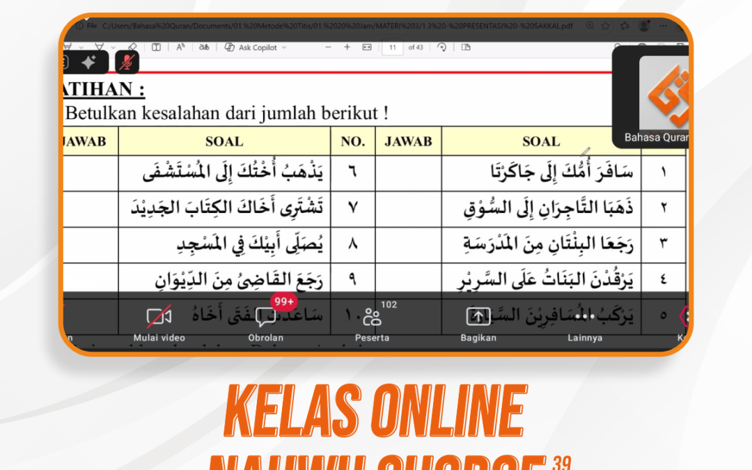 Nahwu Shorof Angkatan 39 Pertemuan Ke-8