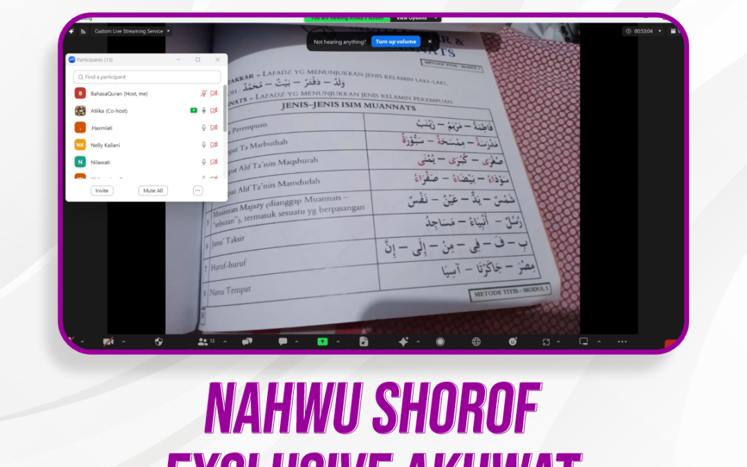 Nahwu Shorof Exclusive Akhwat Pertemuan Ke-13