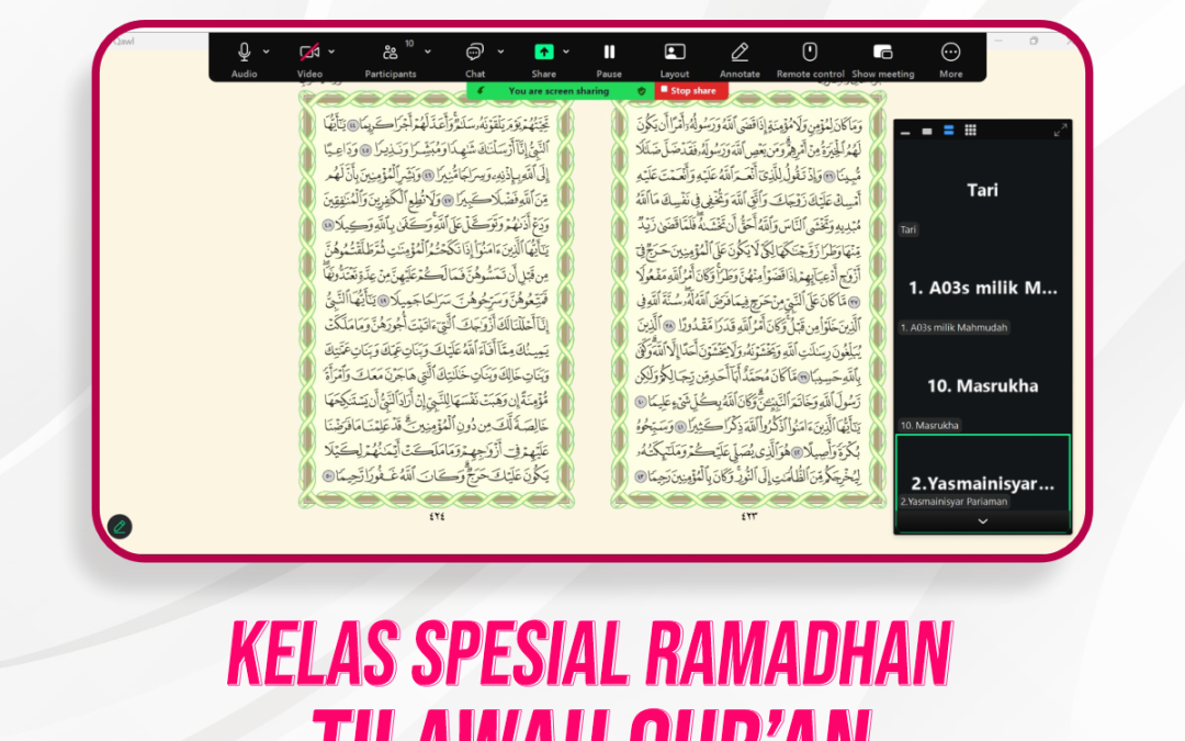 Kelas Spesial Tilawah Ramadhan Pertemuan Ke-15
