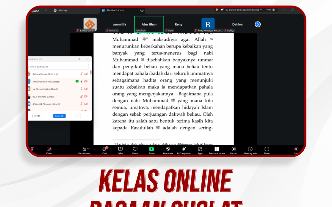 Kelas Online Bacaan Sholat Pertemuan Ke-16