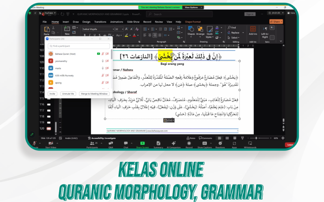Quranic Morphology, Grammar, & Kelas Quran Ilal | 19