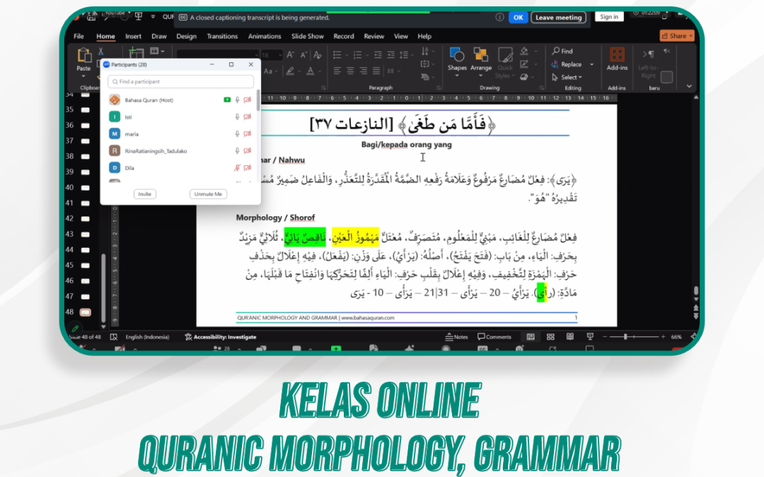 Quranic Morphology, Grammar, & Kelas Quran Ilal | 21