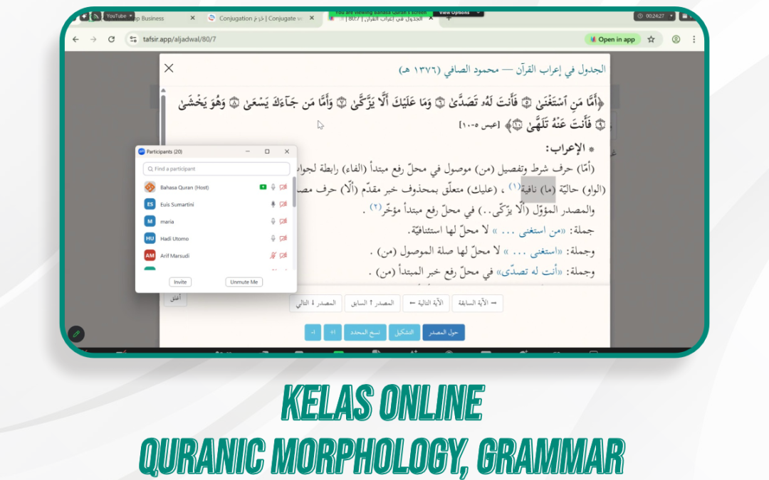 Quranic Morphology, Grammar, & Kelas Quran Ilal | 25
