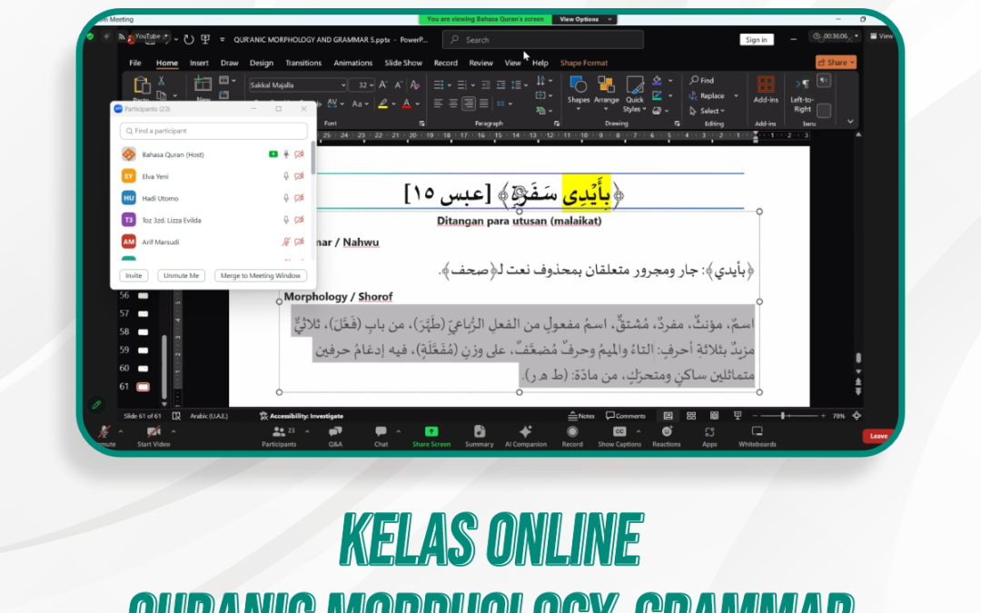 Kelas Quranic Morphology and Grammar | 27
