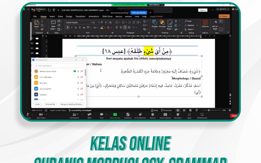 Kelas Quranic Morphology and Grammar | 28