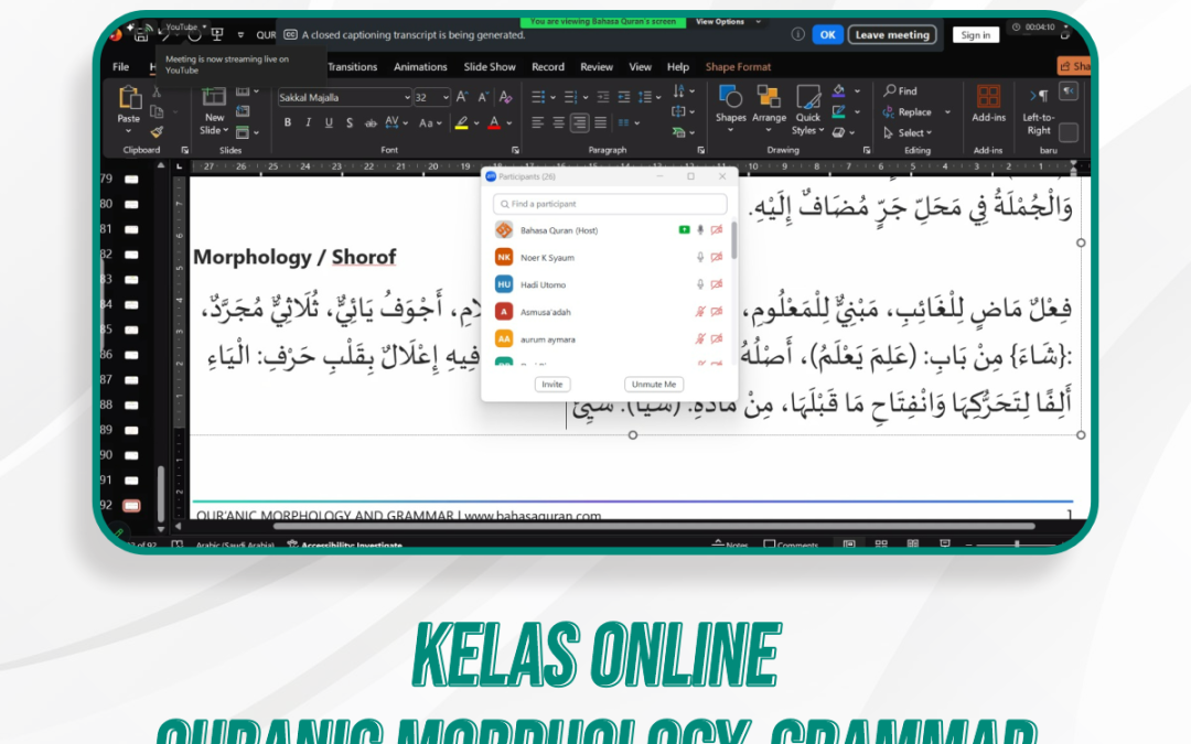 Kelas Quranic Morphology and Grammar | 29