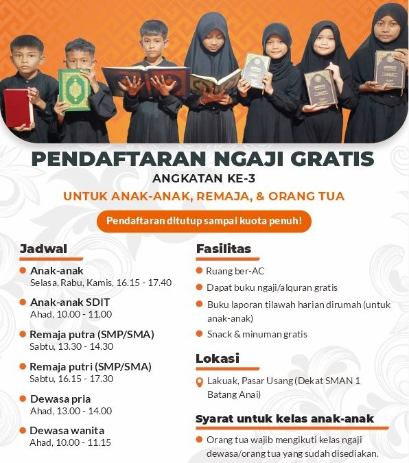 Pendaftaran Ngaji Gratis Angkatan 3