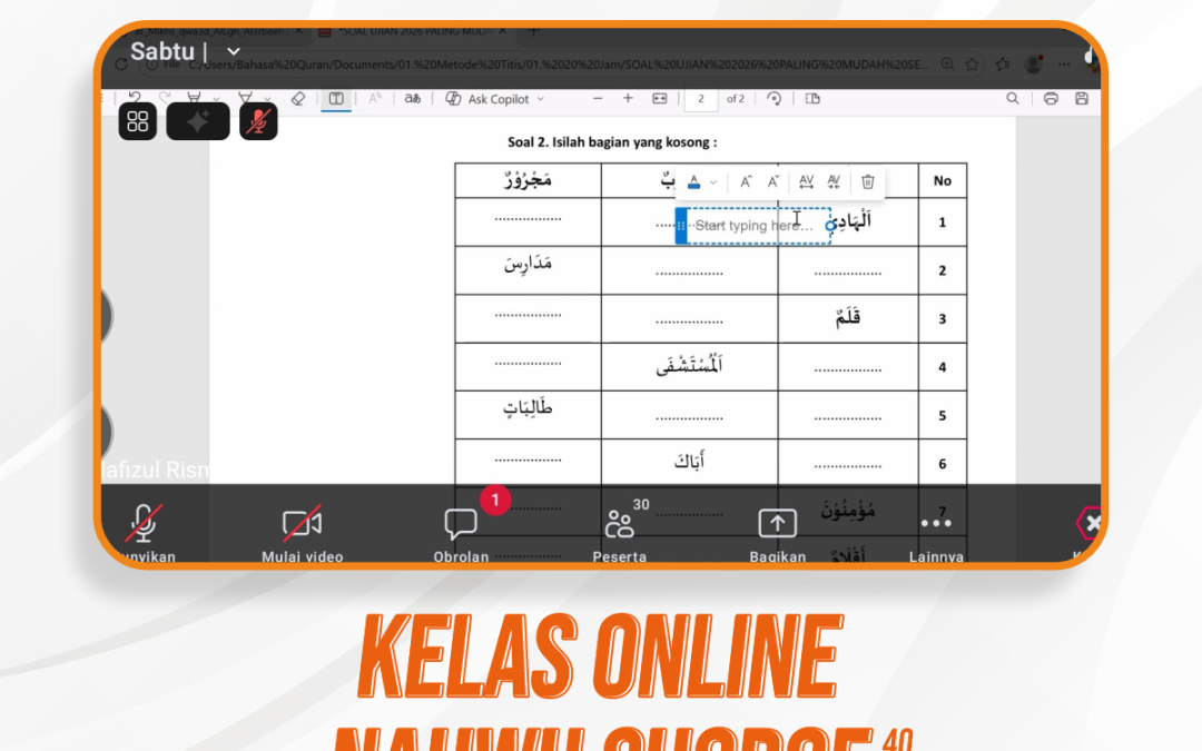 Nahwu Shorof Angkatan 40 Pertemuan Ke-13