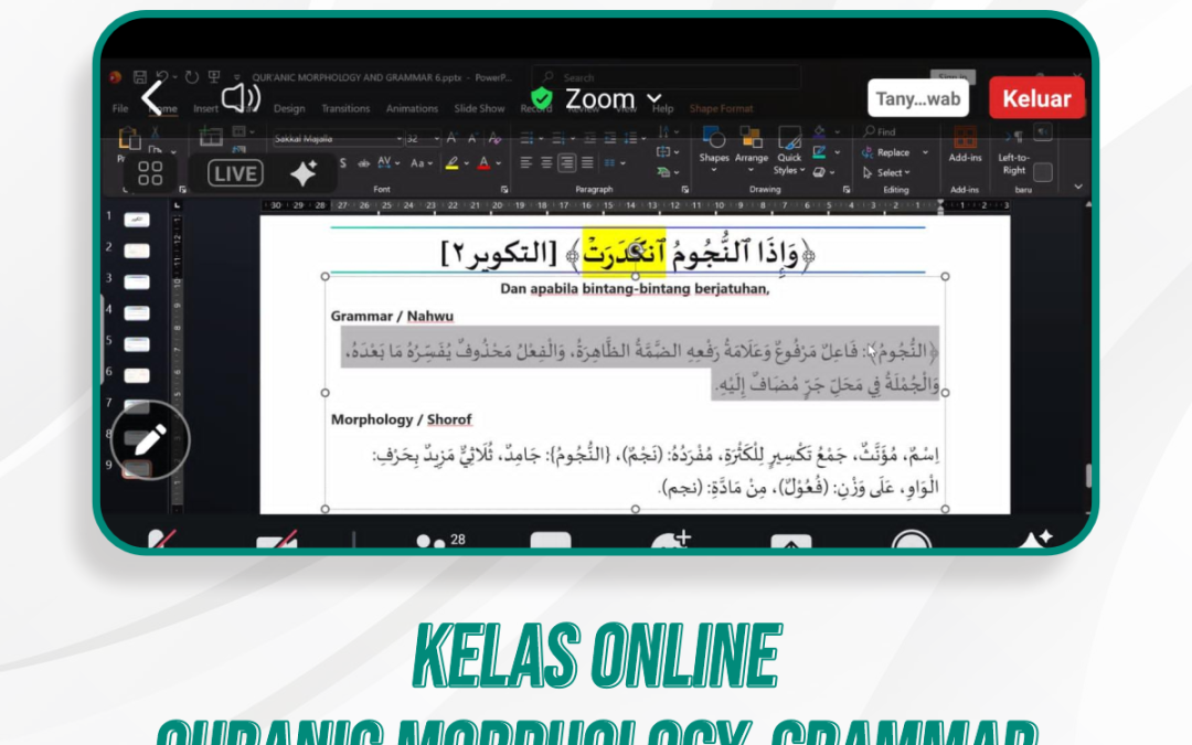 Kelas Quranic Morphology and Grammar | 35
