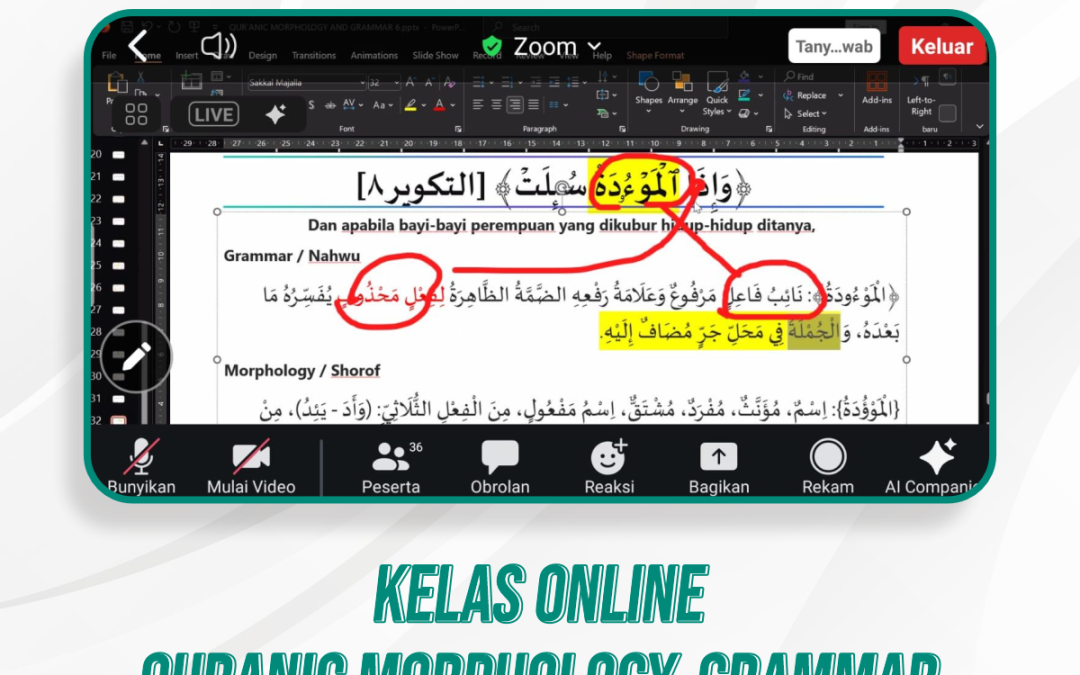 Kelas Quranic Morphology and Grammar | 36