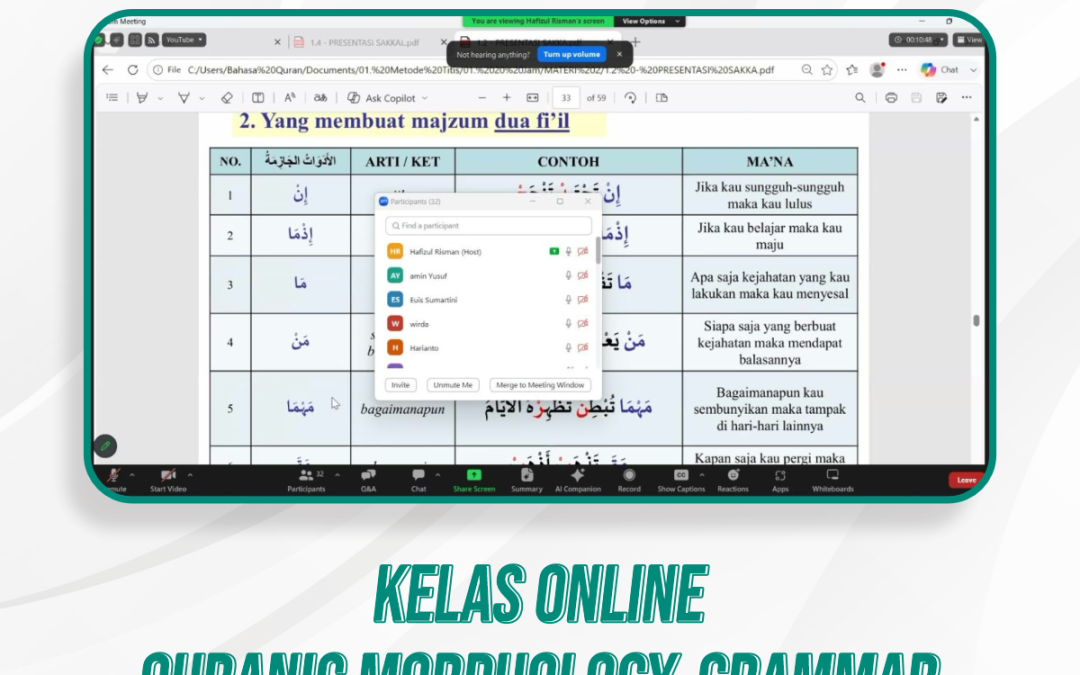 Kelas Quranic Morphology and Grammar | 45
