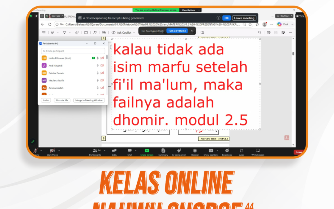 Nahwu Shorof Angkatan 44 Pertemuan Ke-5