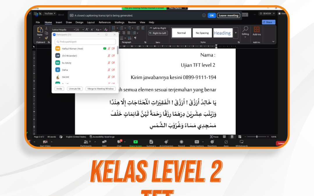 Kelas Level 2 TFT (Training For Trainer) Pertemuan Ke-4