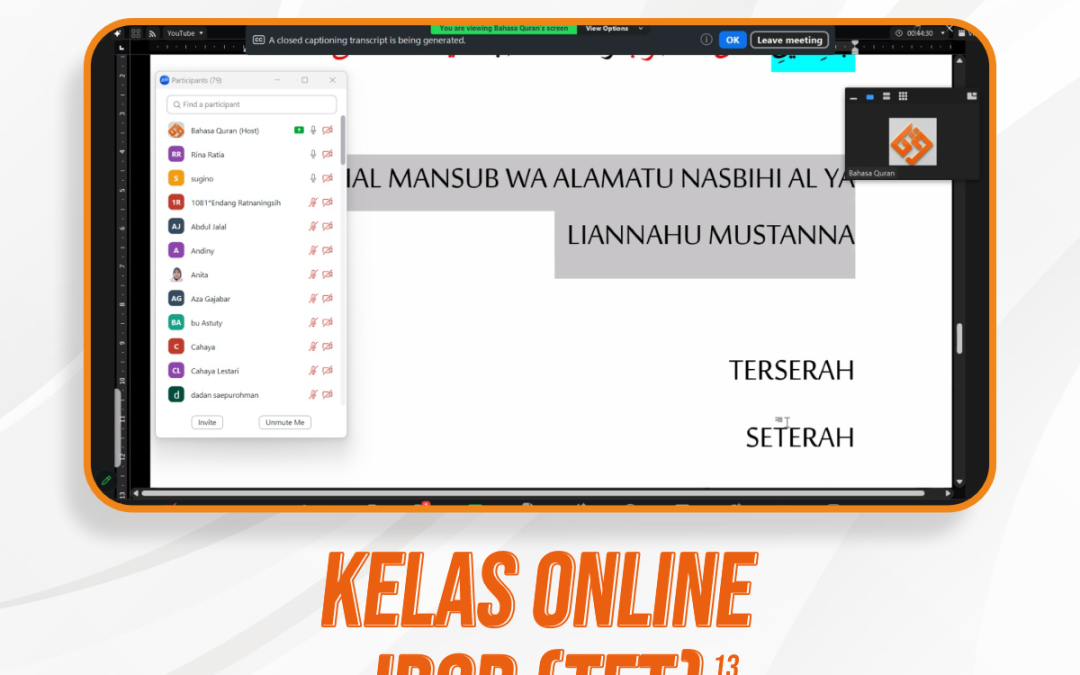 Kelas Bahasa Quran Level 2 Irob TFT Angkatan 13 Pertemuan Pertama