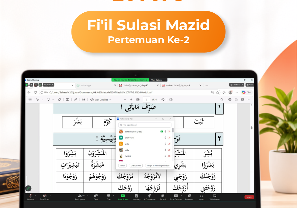 Kelas Bahasa Quran Level 3 Fi’il Sulasi Mazid Angkatan 12 Pertemuan Ke-2