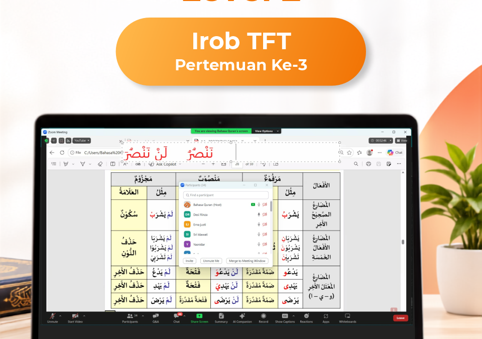 Kelas Bahasa Quran Level 2 Irob TFT Angkatan 13 Pertemuan Ke-3