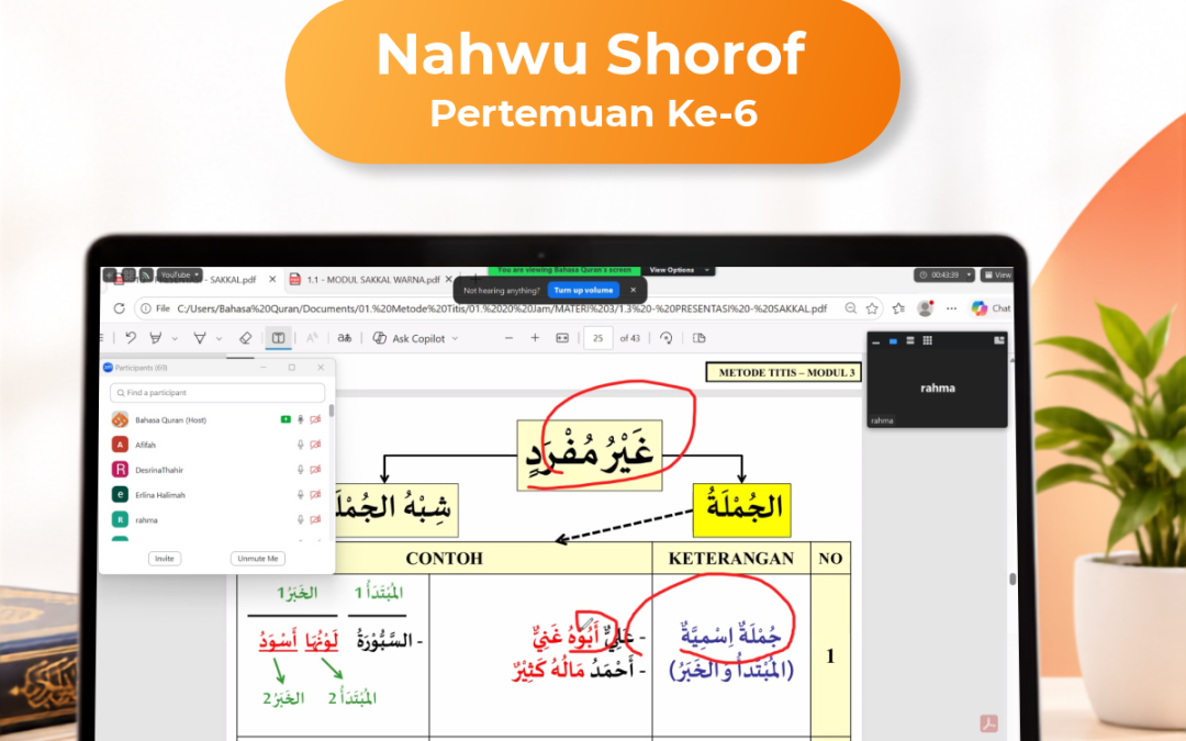 Kelas Level 1 Nahwu Shorof Angkatan 45 Pertemuan Ke-6